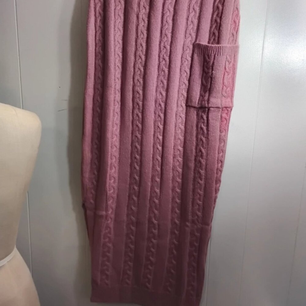 Ashley Stewart Pink Cable Knit Midi Skirt